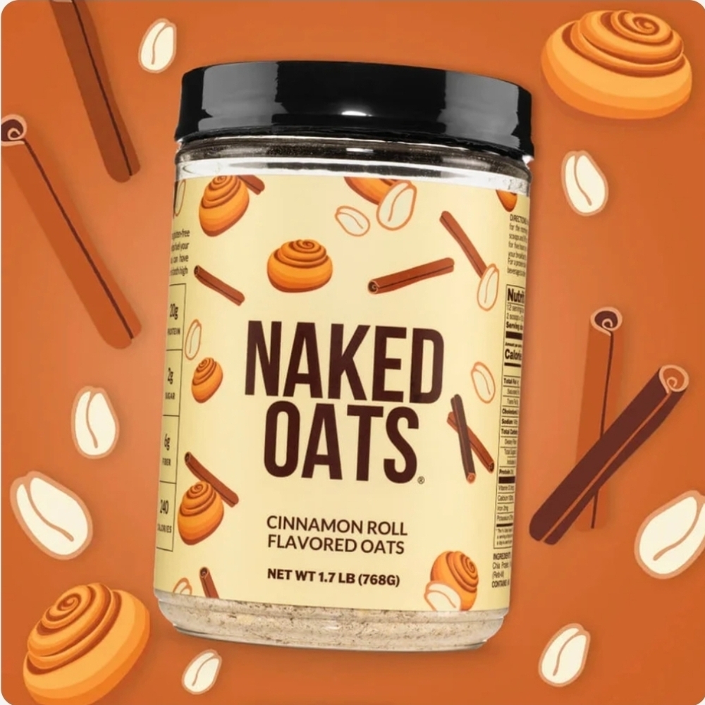 Naked Nutrition Cinnamon Roll Instant Overnight Protien Oats 1.7 Lb